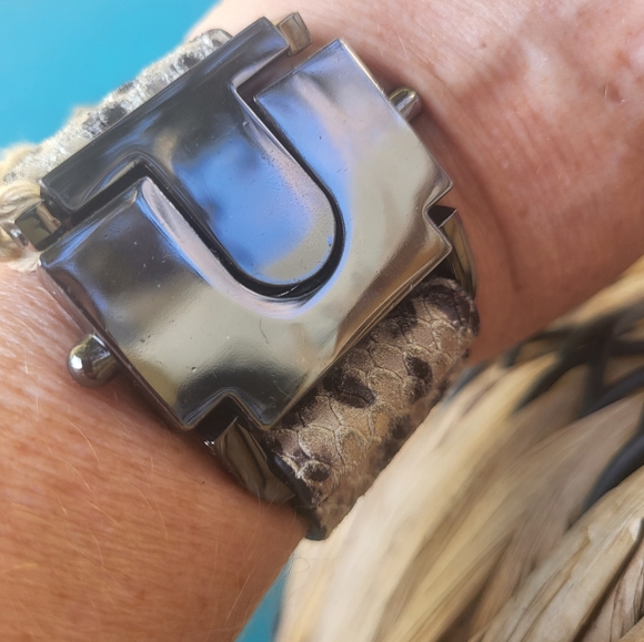 BRAND NEW ALL SAINTS PYTHON LEATHER BRACELET - Picture 7 of 10